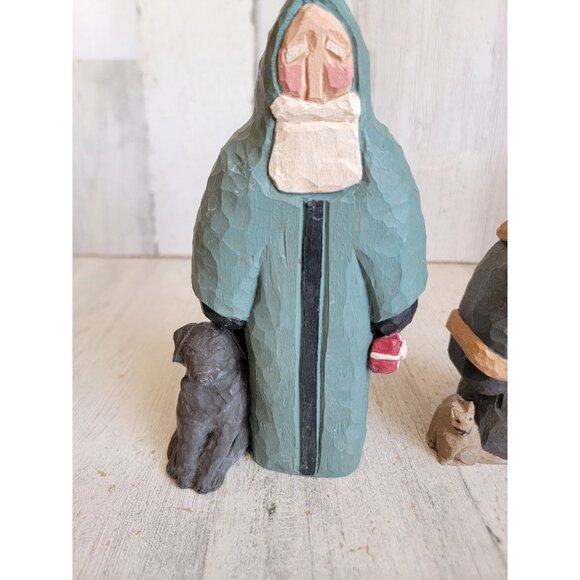 Lancy Smith folk art Santa Claus 710s lab St dog Xmas decor cat set - Picture 3 of 9